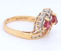 Lovely Yellow Gold Ruby and Diamond Cocktail Ring