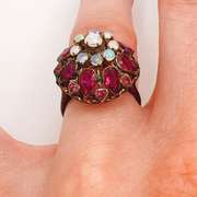 Unique 18kt Gold, Opal, & Ruby Cocktail Ring