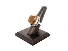 Square Cut Tiger's Eye & Hematite in Tibetan Silver Energy Ring