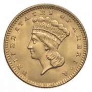 1861 $1 Indian Princess Head Gold Dollar