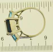 Sterling Silver Emerald Cut Blue Spinel Ring With blue Topaz
