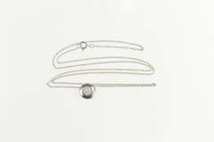 14K White Gold Opal Inset Bezel Classic Cable Chain Link Necklace