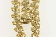 10K Yellow Gold 0.50 Ctw Diamond Classic Wavy Link Tennis Bracelet