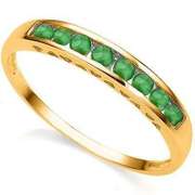 IDEAL ! 1/3 CARAT 8 PCS EMERALD 10KT SOLID GOLD BAND RING