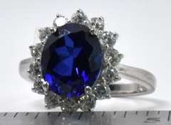 Sapphire And CZ Sterling Silver Ring