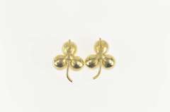 14K Yellow Gold 1960's Pearl Cluster Clover Shamrock Stud Earrings