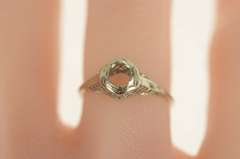 14K White Gold Art Deco 4.2mm Filigree Engagement Setting Ring
