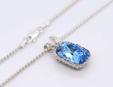 Sterling Silver Blue Topaz Pendant on Chain