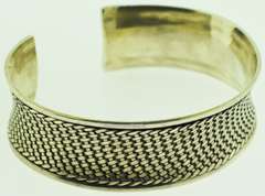 Sterling Silver Wide Curved Woven Cuff