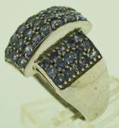 Sterling Silver Wide blue Crystal Ring