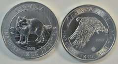 Superb Canada 2014 Arctic Fox & 2016 White Falcon Gem BU 1.5 oz pure Silver coins