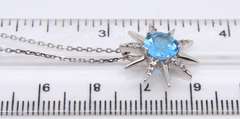 925 Sterling Silver Light Blue Cubic Zirconia Sun Pendant on Chain Necklace
