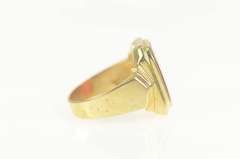 10K Yellow Gold Squared Retro Carnelian Men's Statement Ring