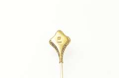 14K Yellow Gold Ornate Victorian Scroll Ornate Decorative Stick Pin