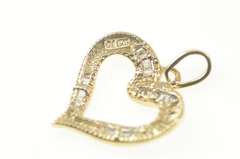 10K Yellow Gold Baguette Diamond Heart Love Symbol Pendant