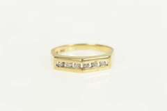 14K Yellow Gold Diamond Channel Squared Wedding Band Ring
