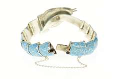 Sterling Silver Melesio Villarreal Taxco Enamel Ornate Snake Bracelet