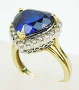 Stellar 8.5 Carat Sapphire Heart & Diamonds 10K Ring, 6.75