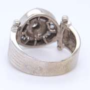 Brilliant White Gold Bezel Set RBC with Baguette around Diamond Ring