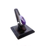 Large Tear-Drop Amethyst Stone in Tibetan Silver Ring