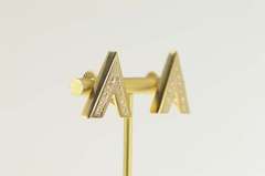 14K Yellow Gold 0.75 Ctw Diamond V Chevron Statement Stud Earrings