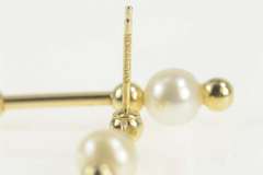 14K Yellow Gold Pearl Beaded Bar Dangle Statement Earrings