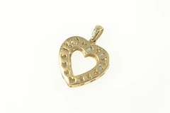 10K Yellow Gold Sapphire Diamond Heart I Love You Message Pendant