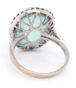 Beautiful White Gold Chrysoprase, Blue Sapphire and Diamond Ring