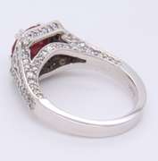 Sparkling White Gold Round Cut Ruby w Diamonds