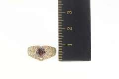 10K Yellow Gold Heart Garnet Pave Diamond Love Symbol Ring