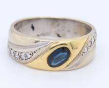 Attractive Two Tone Gold Blue Sapphire band