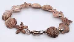 Vintage Sterling Silver Seashell Link Bracelet