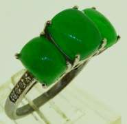 Sterling Silver Three Stone Jade Ring