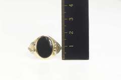 10K Yellow Gold Two Tone Black Onyx Graduated Men's Ring