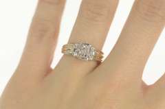 10K Yellow Gold Squared Oval Cluster Diamond Statement Ring