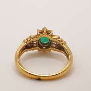 18kt Solid Yellow Gold, Emerald & Diamond Ring