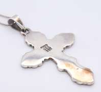 Vintage Sterling Silver Mexico Signed Cross Pendant on Chain