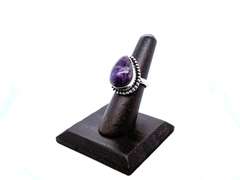 Tear-Drop Amethyst Stone in Tibetan Silver Ring