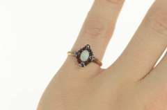 10K Yellow Gold Natural Opal Sapphire Halo Engagement Ring