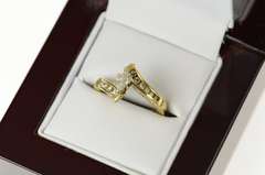14K Yellow Gold 0.34 Ctw Marquise Diamond Bypass Engagement Ring