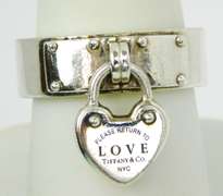 Tiffany & Co. Sterling Padlock Heart Ring with Box, 8