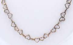 Vintage Italian Sterling Silver Heart Shaped Link Chain Necklace