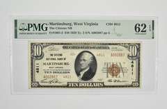 $10 1929 Martinsburg, WV Nat'l Currency 4811 PMG 62 EPQ UNC Fr# 1801-2
