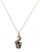 Optimal LeVian Yellow Gold Smokey Quartz adn Diamond Pendant on Chain