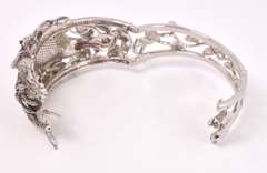 Mesmerizing 7.00CTW Diamond & 2.00CTW Tourmaline Hinged Bracelet in Sterling Silver