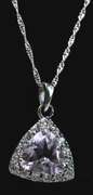 Sterling Silver Amethyst Pendant With CZ Accents