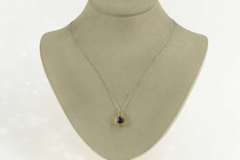 14K Yellow Gold 1.83 Ctw Pear Tanzanite Diamond Halo Pendant