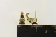 14K Yellow Gold 2.00 Ctw Emerald Cut Ruby Diamond Stud Earrings