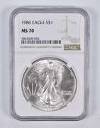 MS70 1986 American Silver Eagle NGC