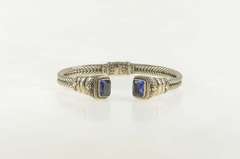 Sterling Silver 18K Two Tone Ornate Statement Cuff Bracelet